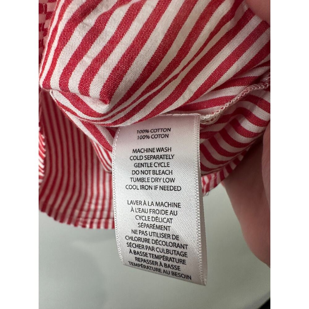 NEW Beach Lunch Lounge Women XS Red White Stripe Blouse Ruffle Sleeve Cotton A28 - Picture 4 of 7